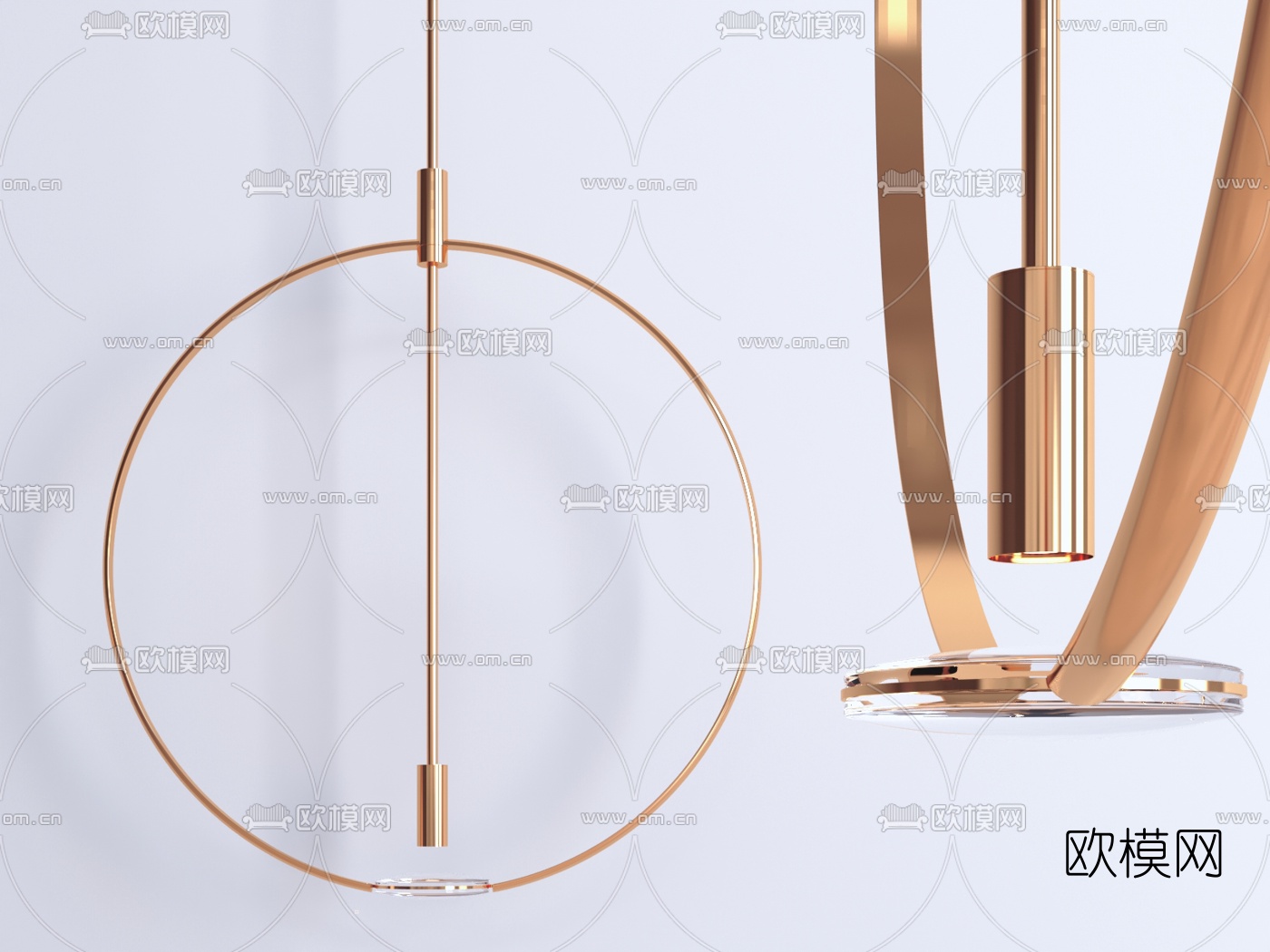 现代圆环吊灯3d模型-免费3dmax模型库-欧模网