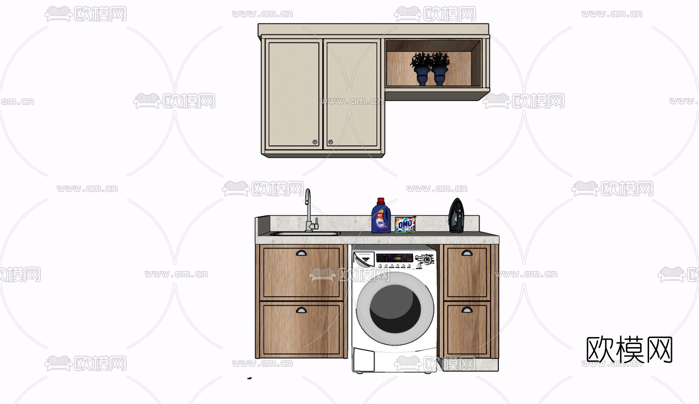 现代实木浴室柜免费su模型下载