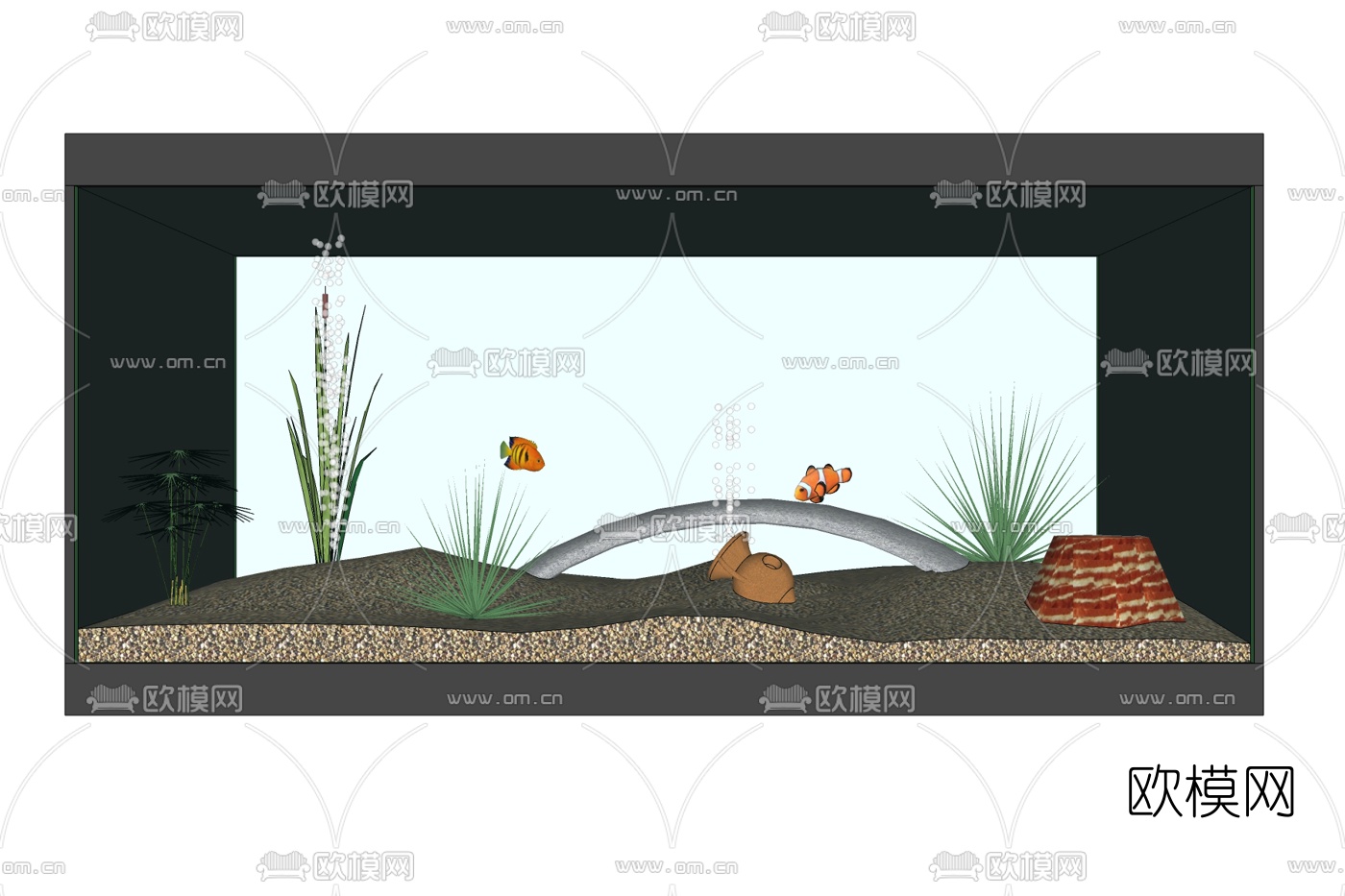 现代鱼缸免费su模型下载