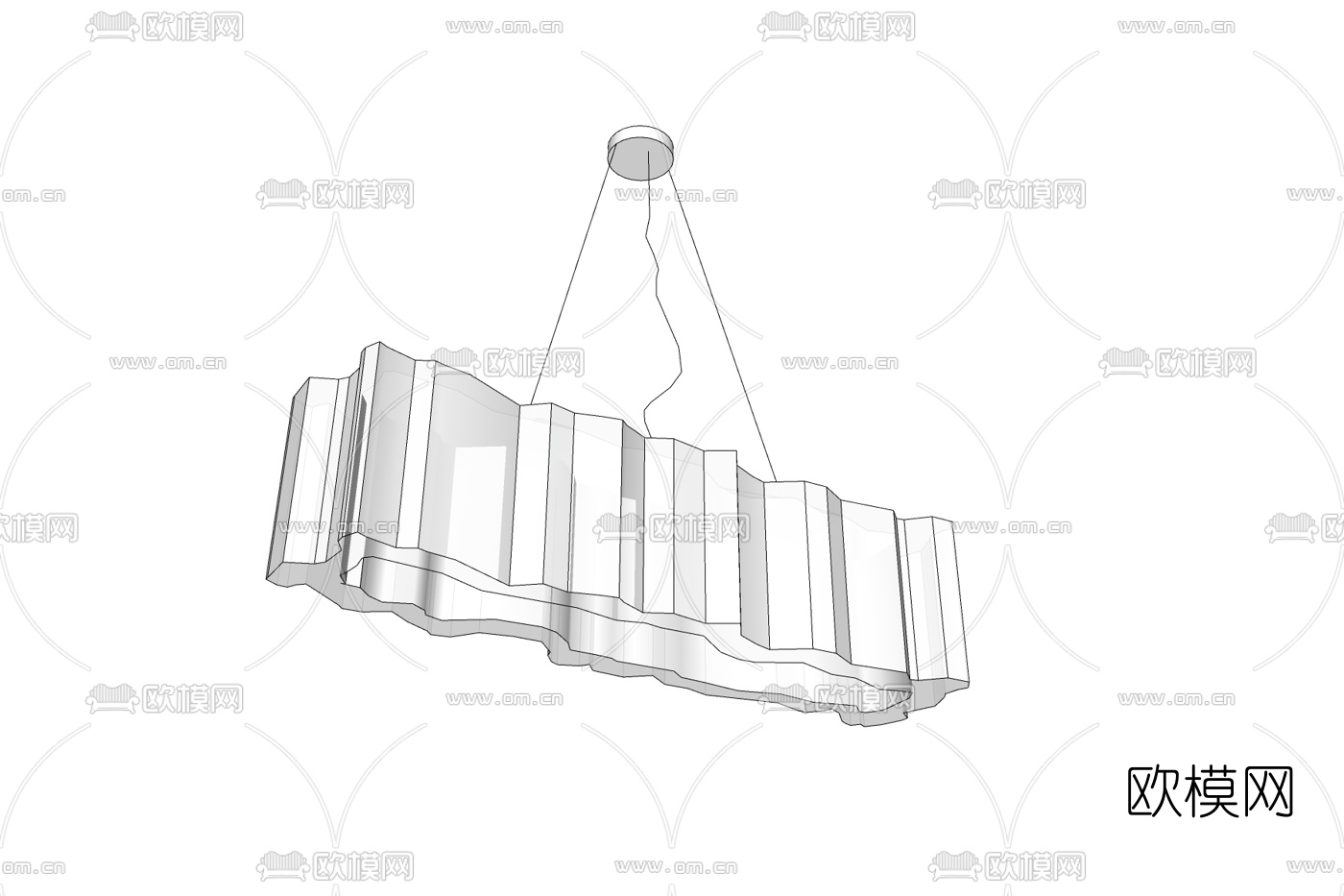 现代金属吊灯免费su模型下载