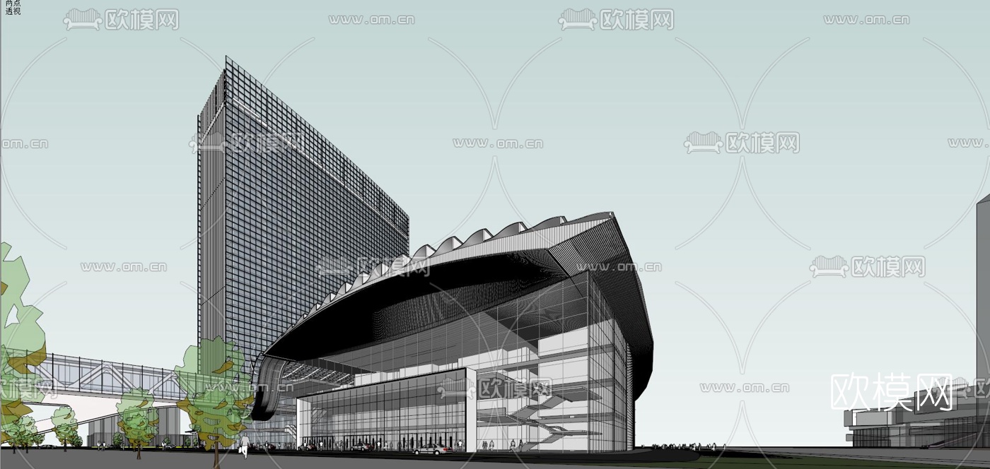 现代会展中心su模型下载（渲染图3）