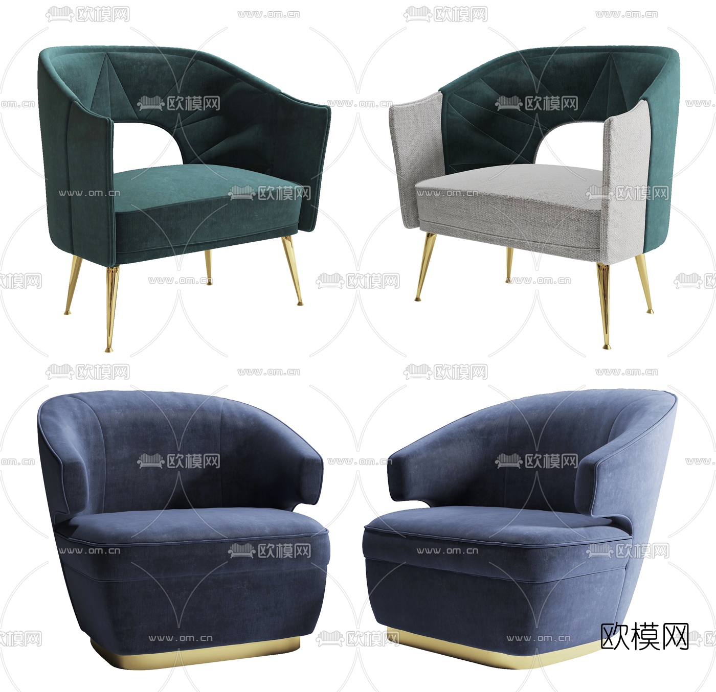现代布艺休闲沙发休闲椅3d模型