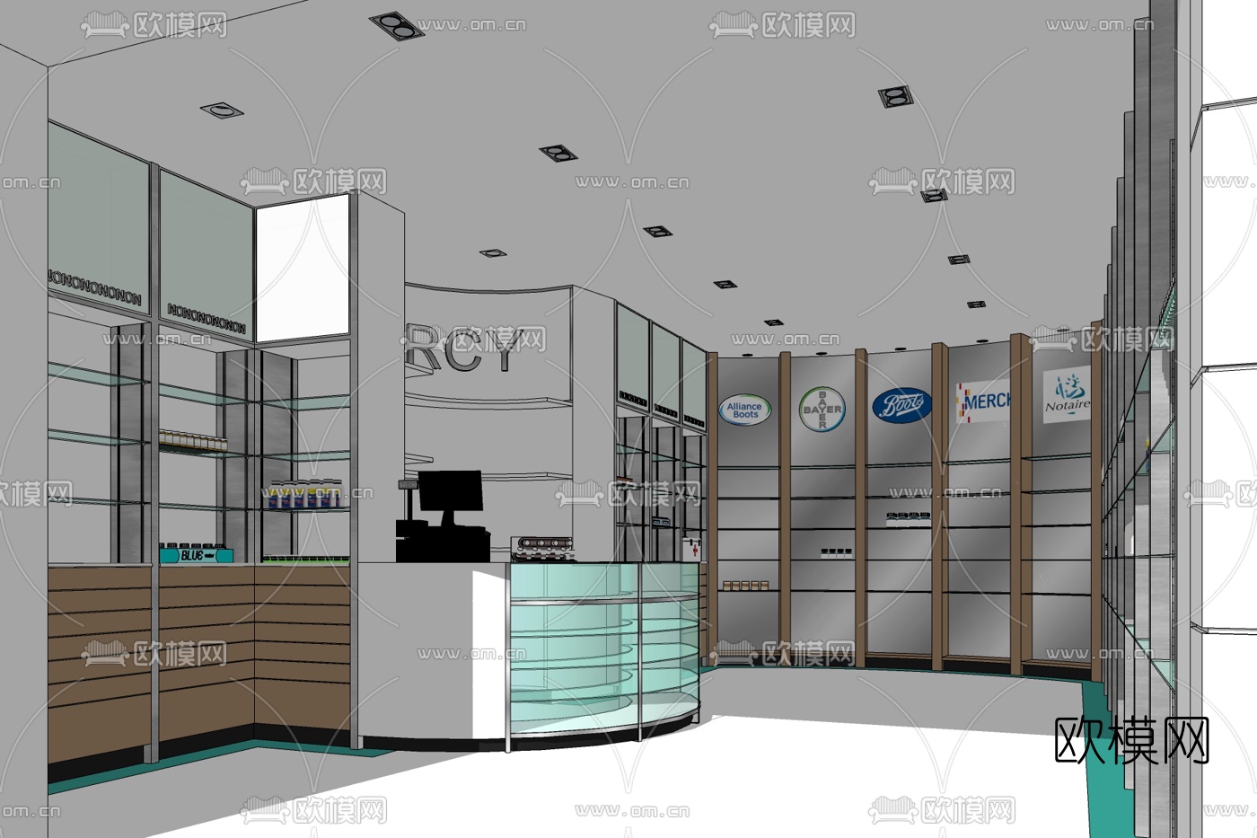 现代保健品专卖店免费su模型下载