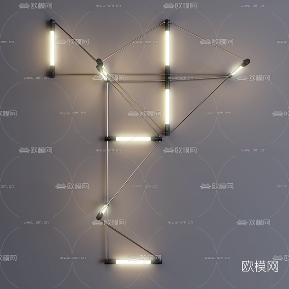 现代线型装饰壁灯组合3d模型下载(渲染图2)