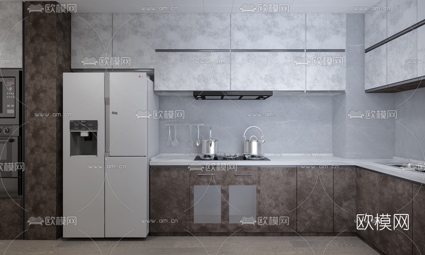 现代客厅餐厅3d模型