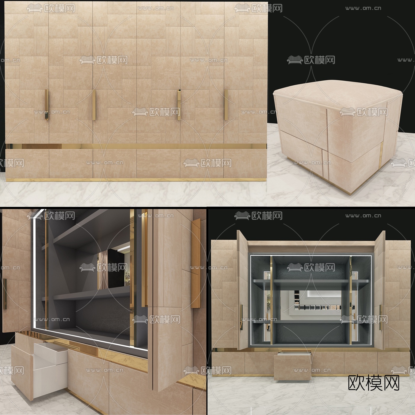 后现代装饰柜衣柜梳妆台3d模型