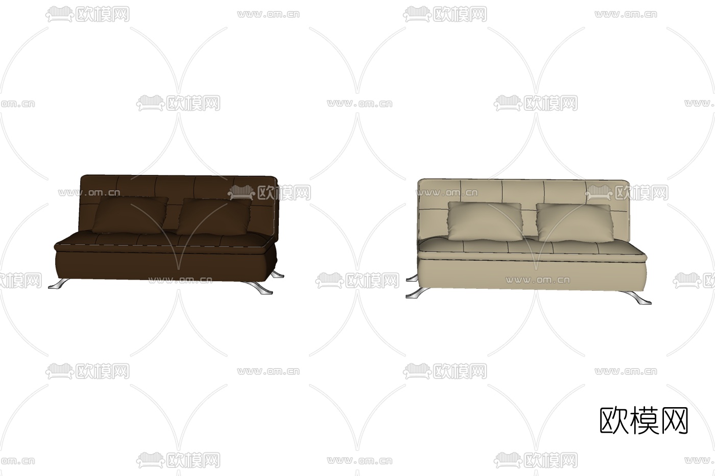 现代布艺双人沙发免费su模型下载