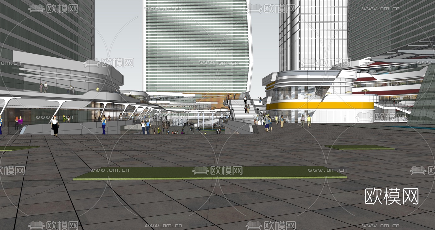 现代商业广场商业街su模型下载（渲染图7）