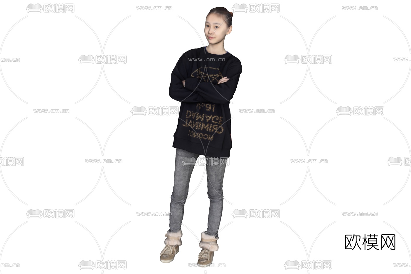 现代站姿女性免费su模型