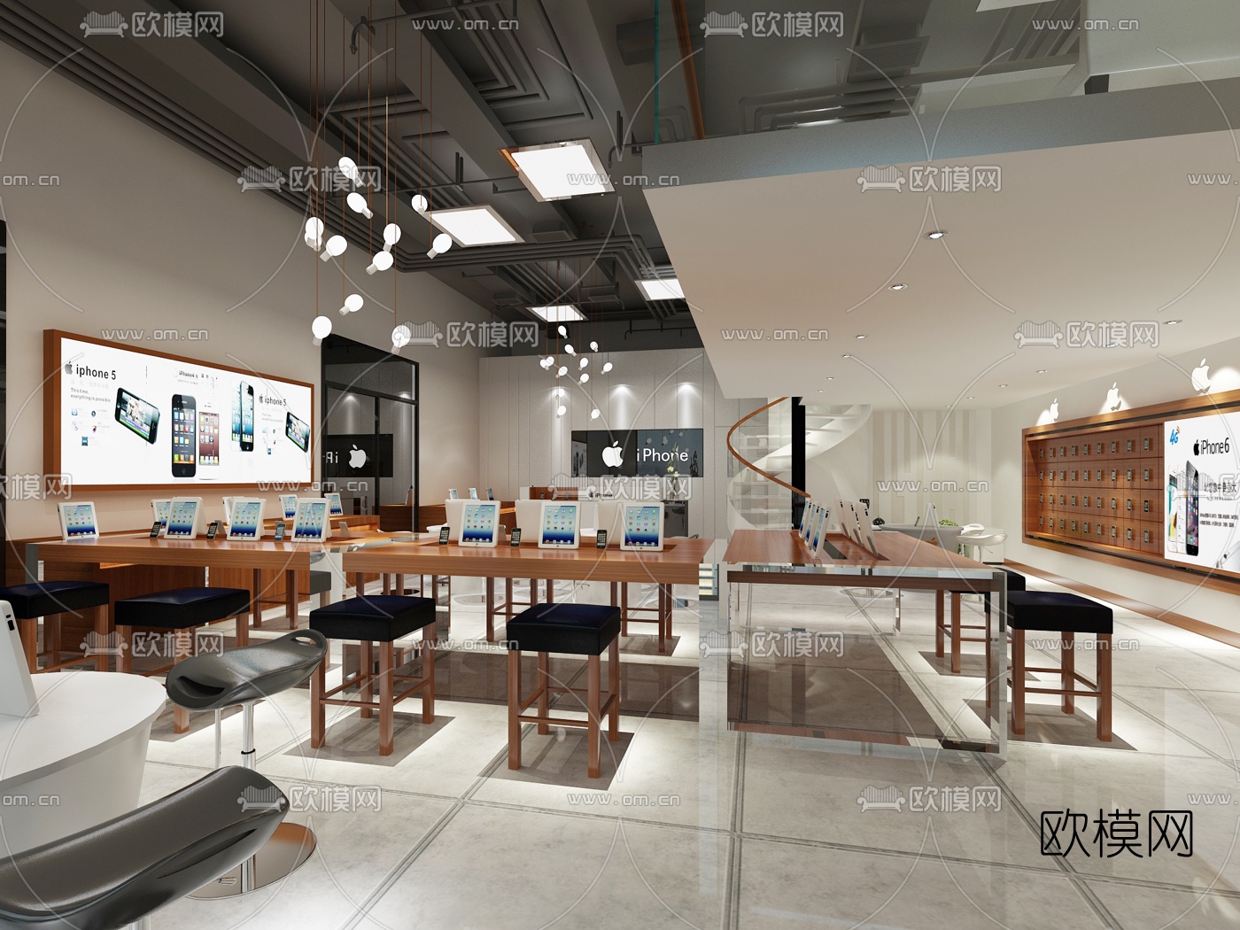现代苹果手机体验店免费3d模型
