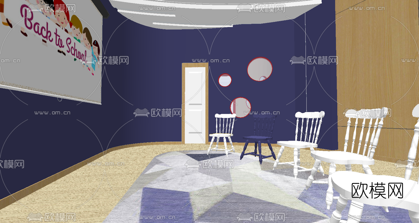 北欧儿童教室活动室su模型下载（渲染图2）