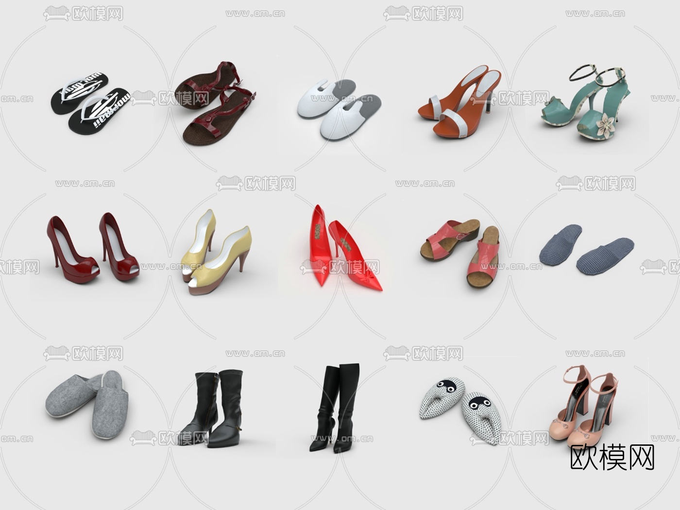 现代凉鞋高跟鞋su模型下载
