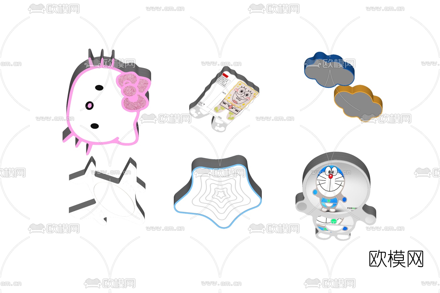 现代吸顶灯儿童灯饰免费su模型下载