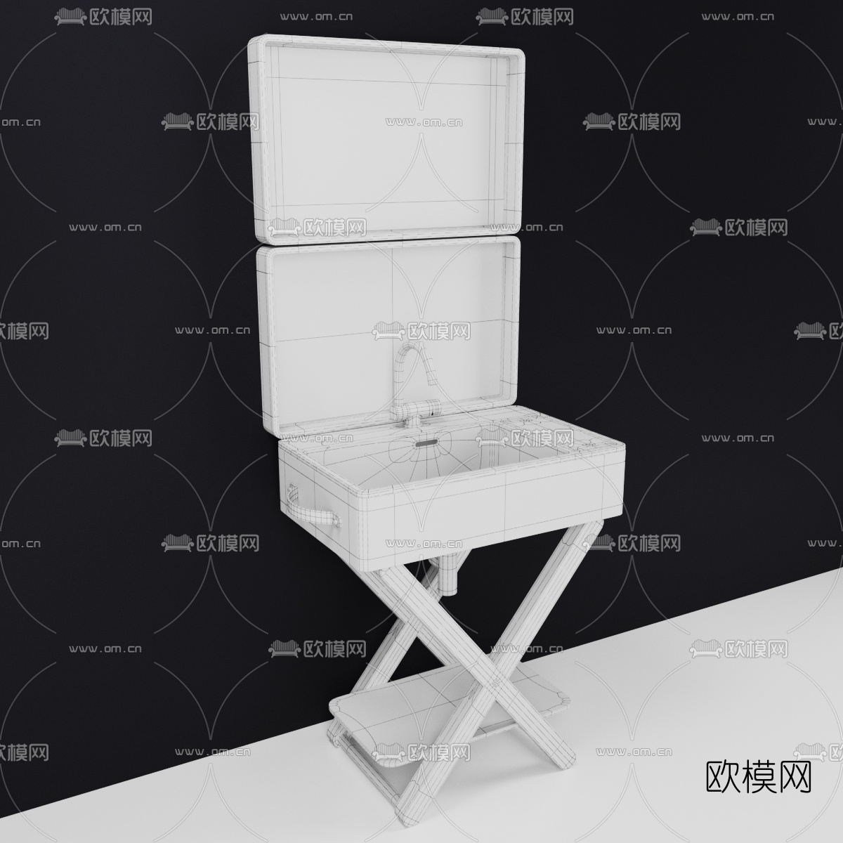 北欧原木简易洗手台3d模型下载（渲染图4）