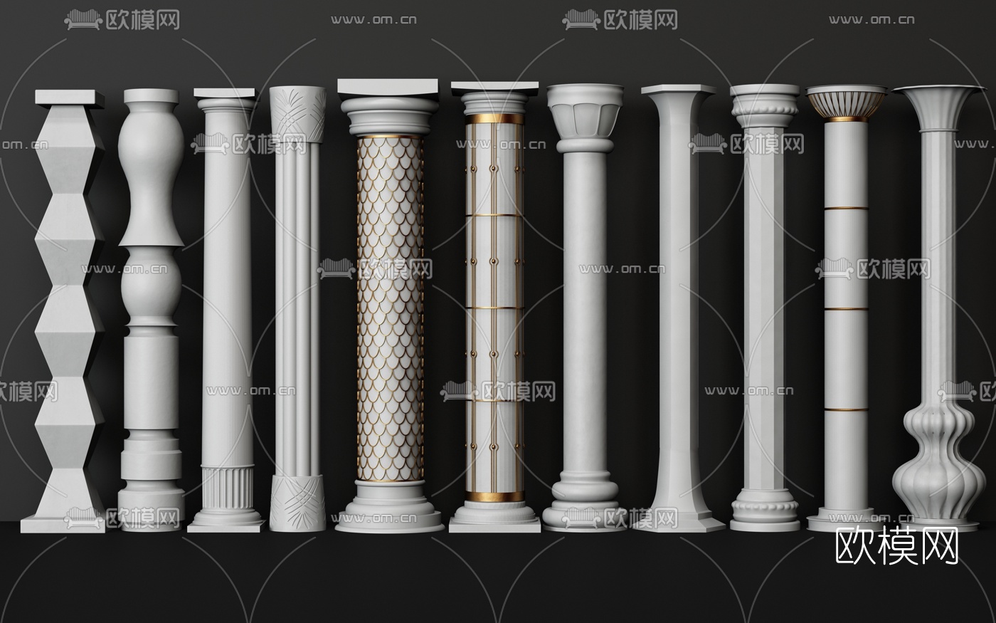 中式柱子,盘龙纹雕刻,方形底座柱子座底座3d模型下载-【集简空间】「每日更新」