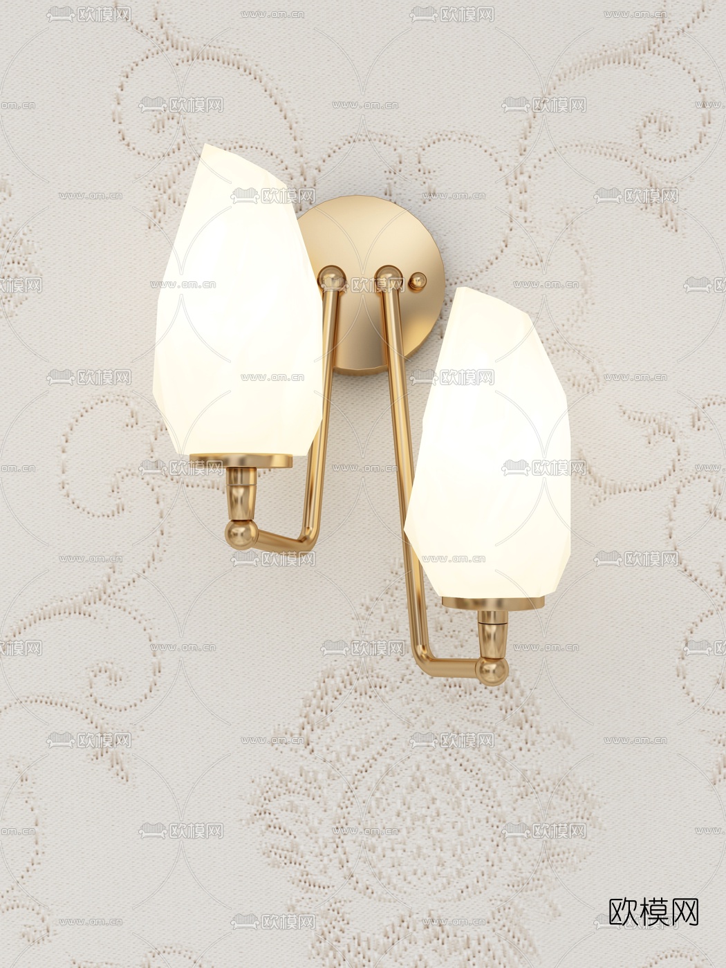 现代金属双头壁灯免费3d模型下载（渲染图1）