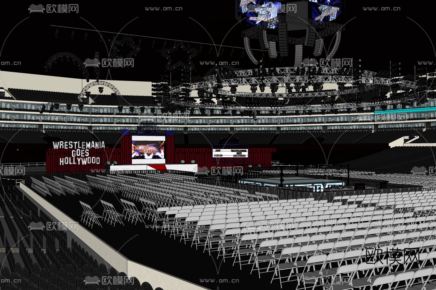 现代大型演唱会舞台免费su模型下载
