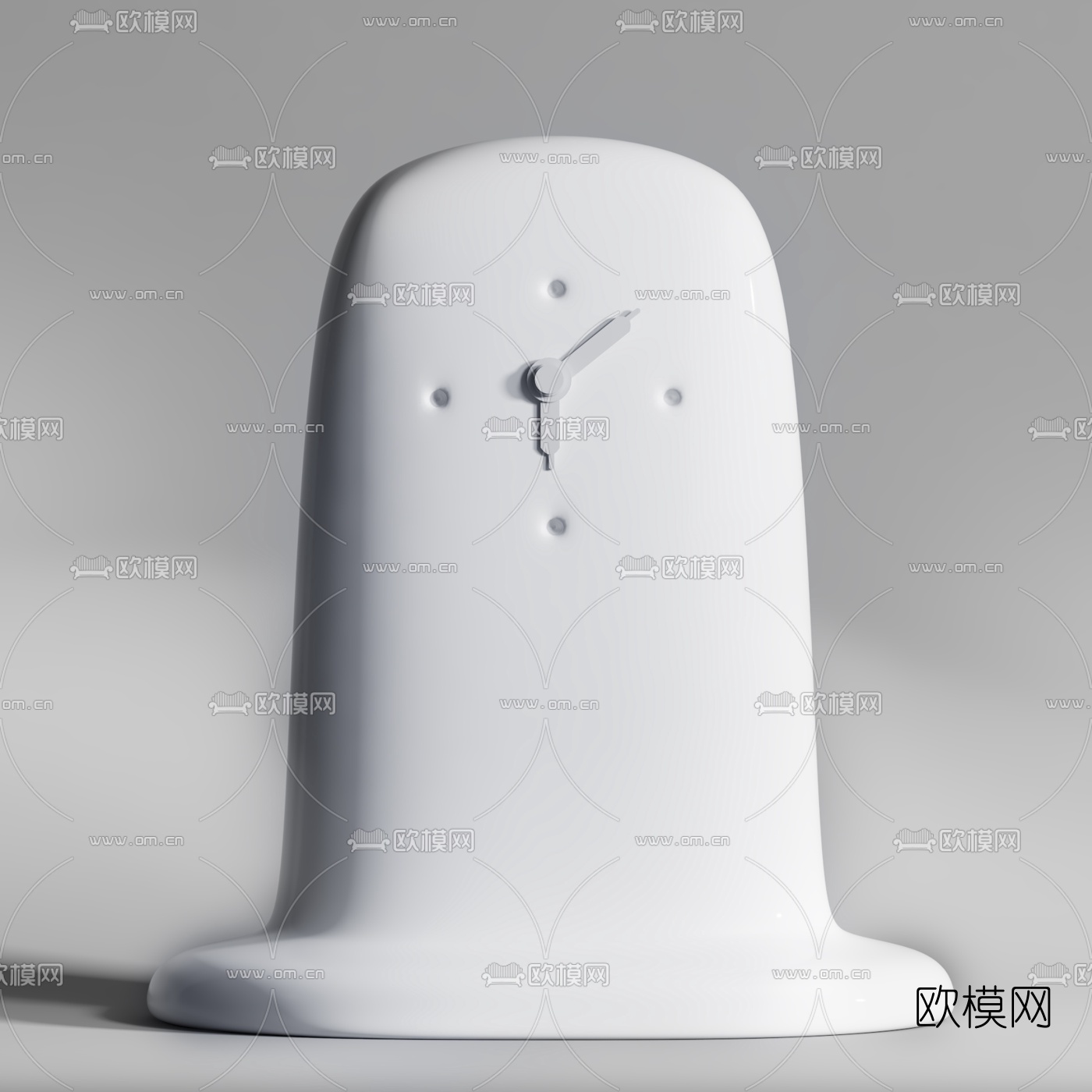 意大利bosa品牌 现代白色陶瓷时钟摆件3d模型下载（渲染图1）