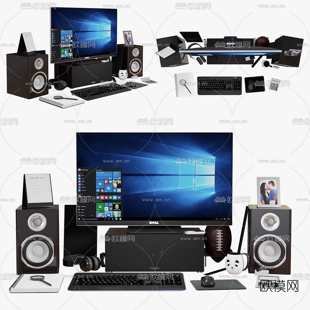 现代电脑音响组合3d模型