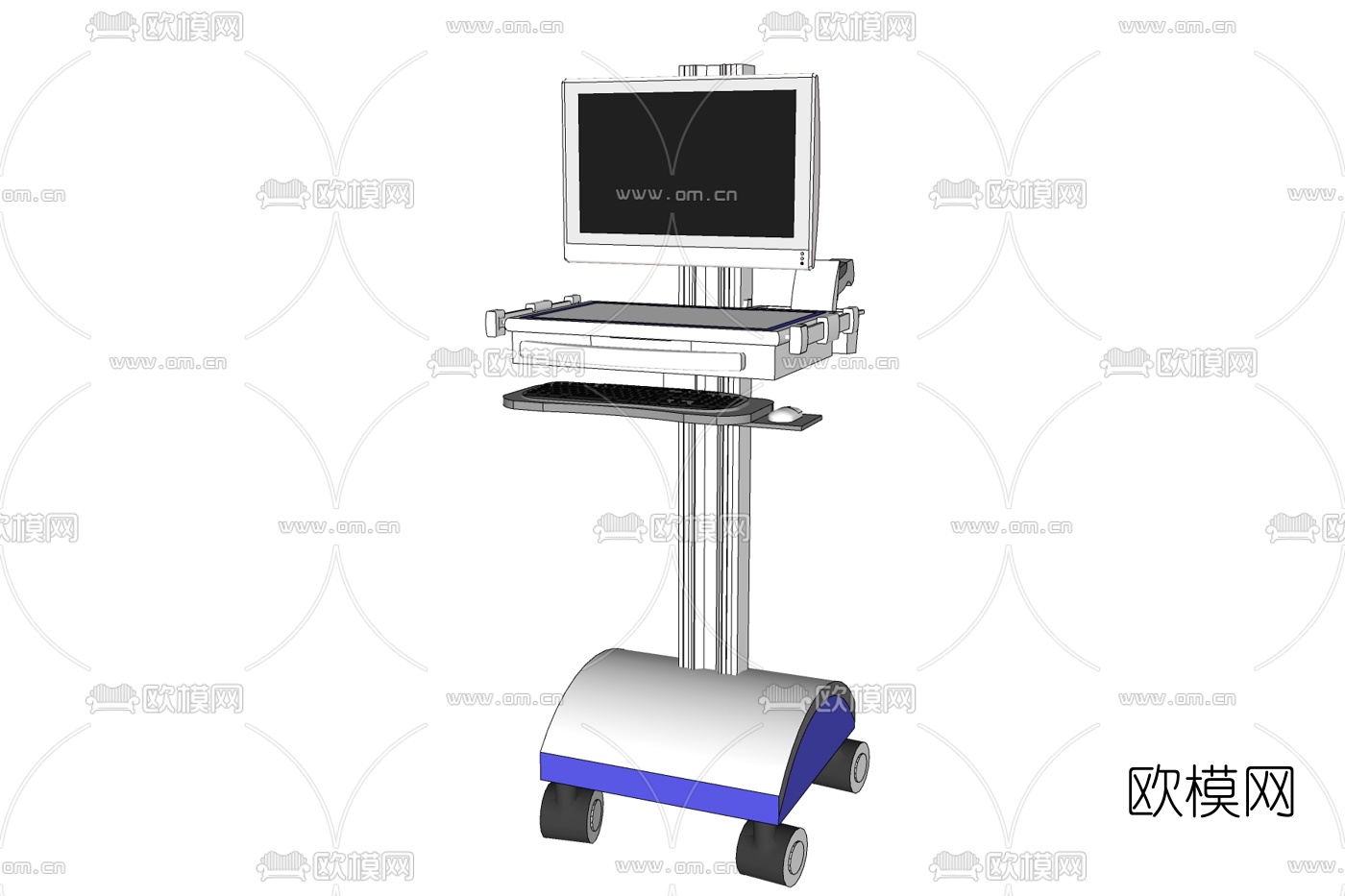 现代医疗移动工作台免费su模型下载