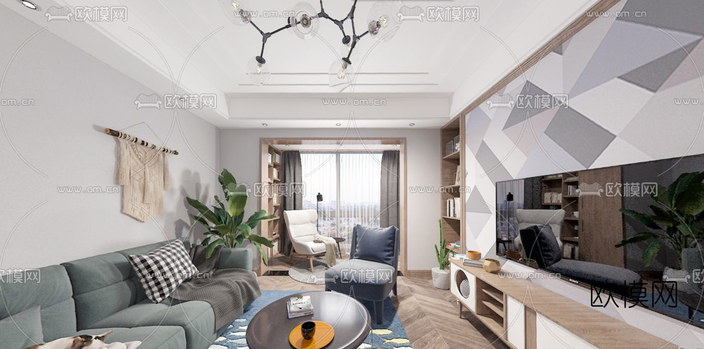 北欧客厅餐厅vr全景3d模型