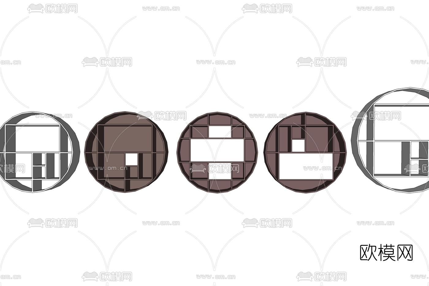 现代实木壁柜免费su模型下载