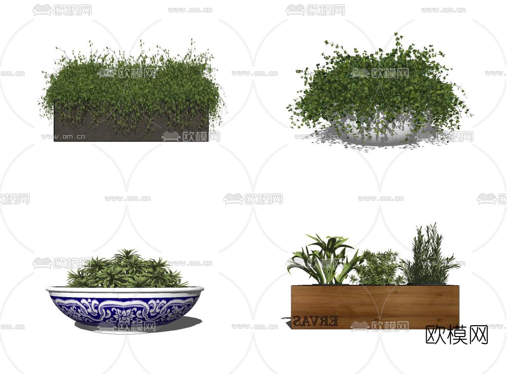 现代绿植盆栽su模型