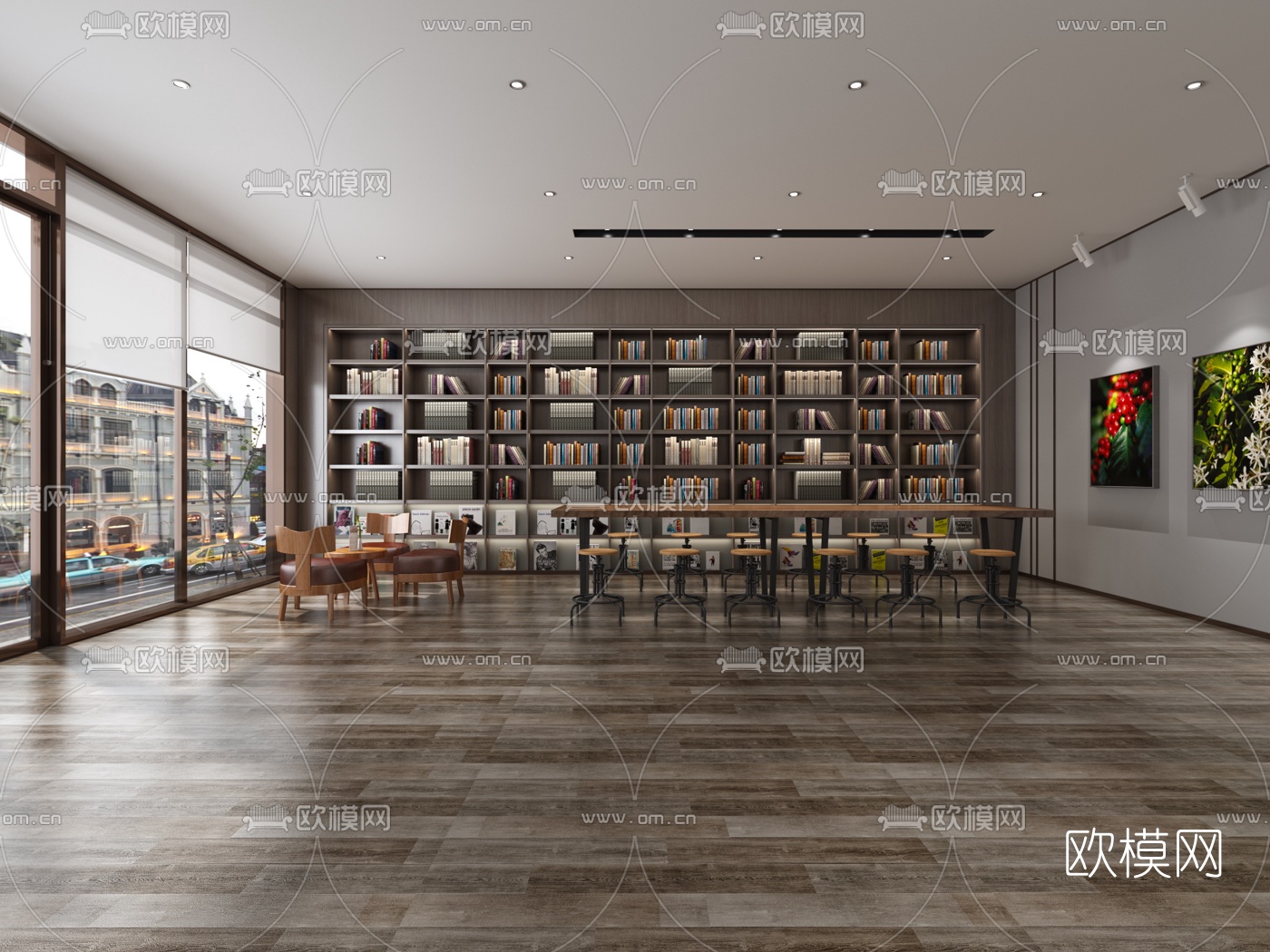 现代咖啡厅免费3d模型下载（渲染图1）