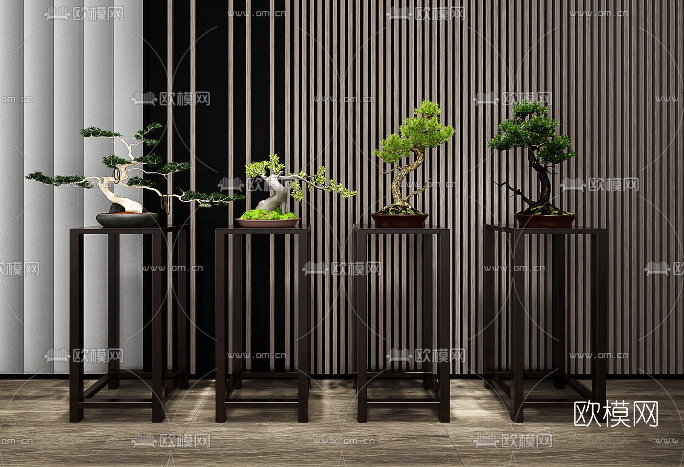 新中式松树盆栽3d模型下载