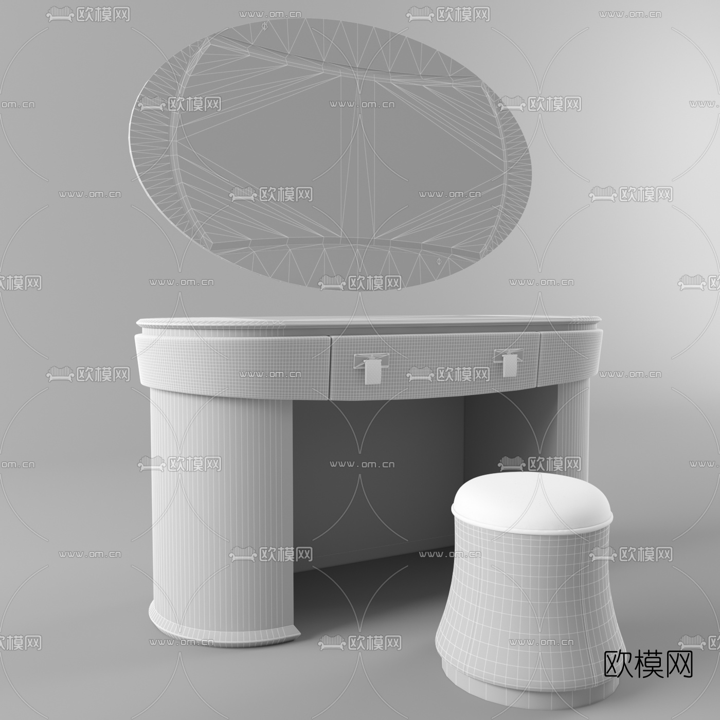 后现代轻奢梳妆台3d模型下载（渲染图3）