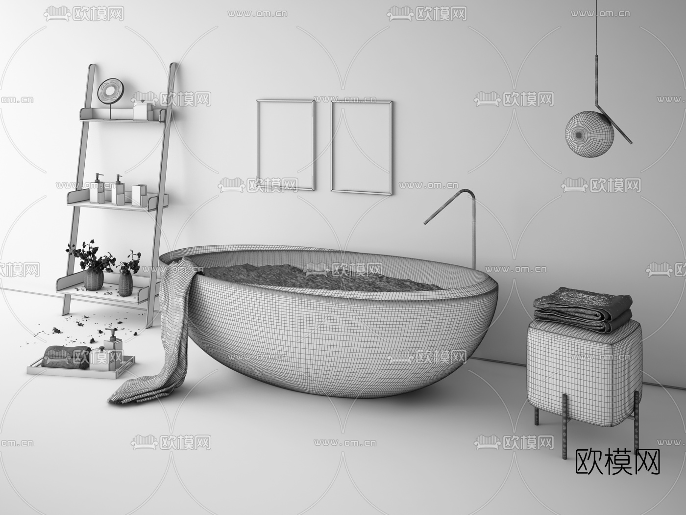 现代轻奢浴缸3d模型下载（渲染图4）