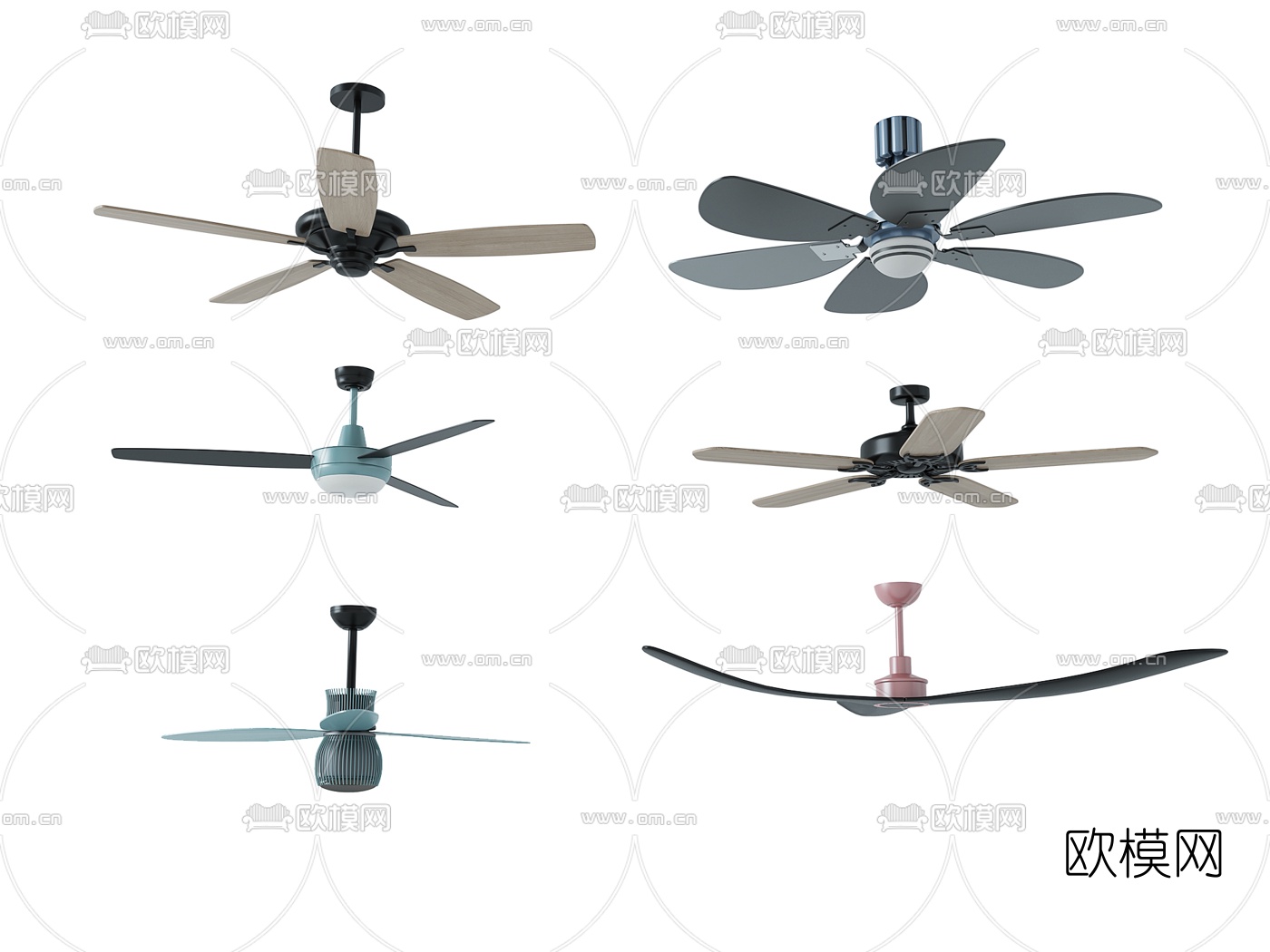 北欧电风扇吊扇3d模型下载