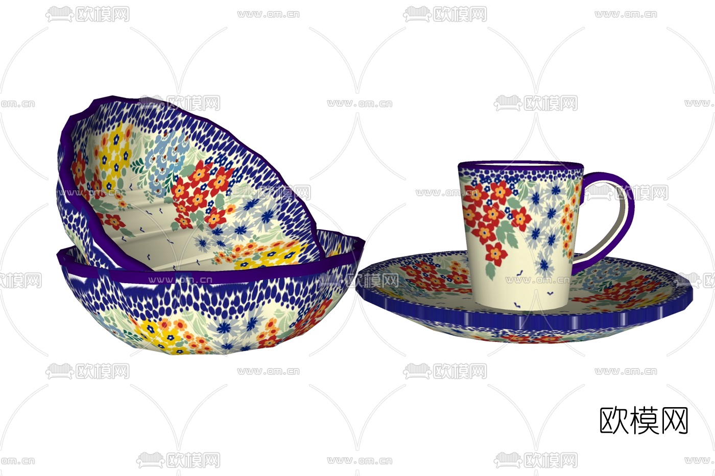 欧式茶具免费su模型下载