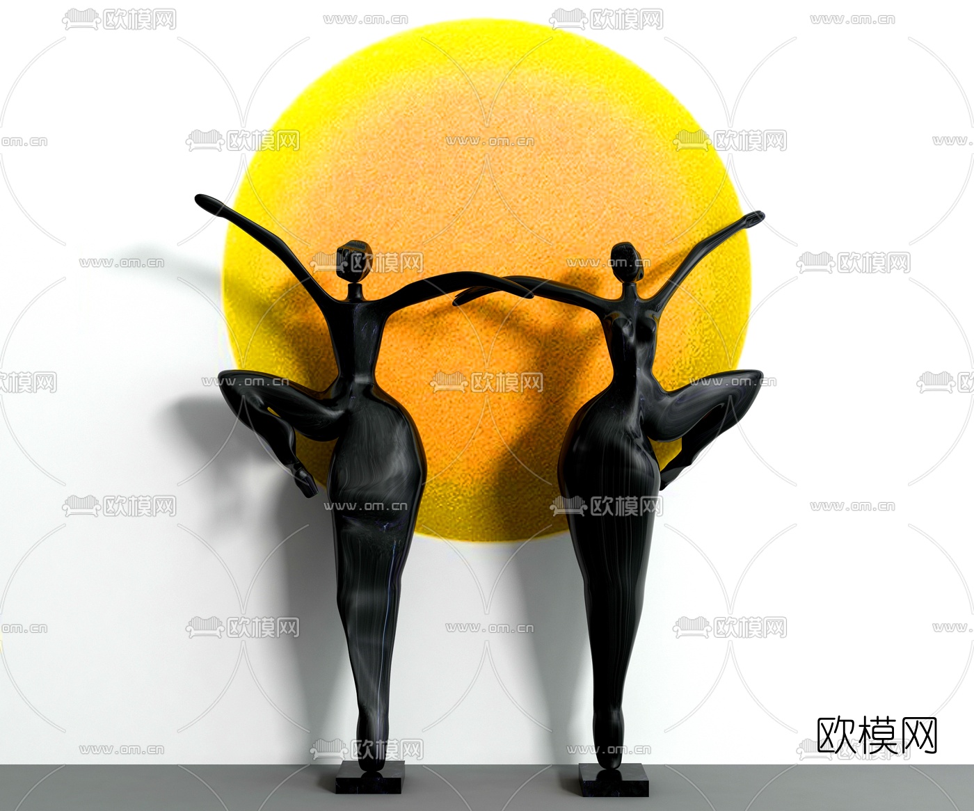 现代抽象人物雕塑3d模型