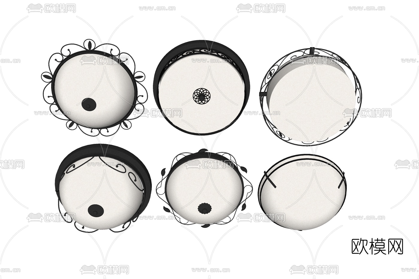 欧式圆形吸顶灯免费su模型下载