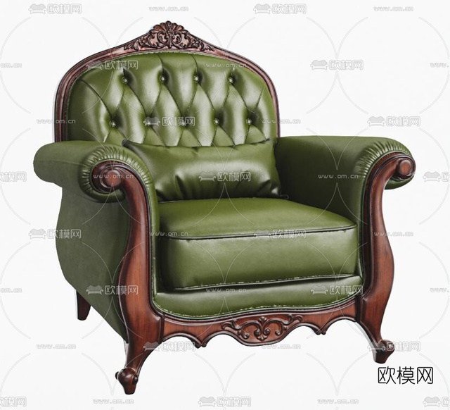欧式皮革单人沙发3d模型下载