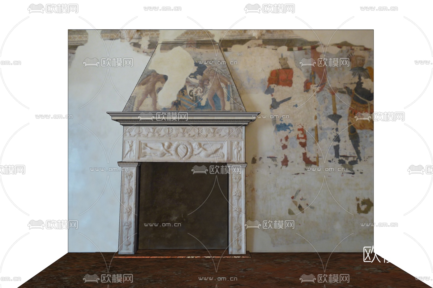 欧式壁炉免费su模型下载
