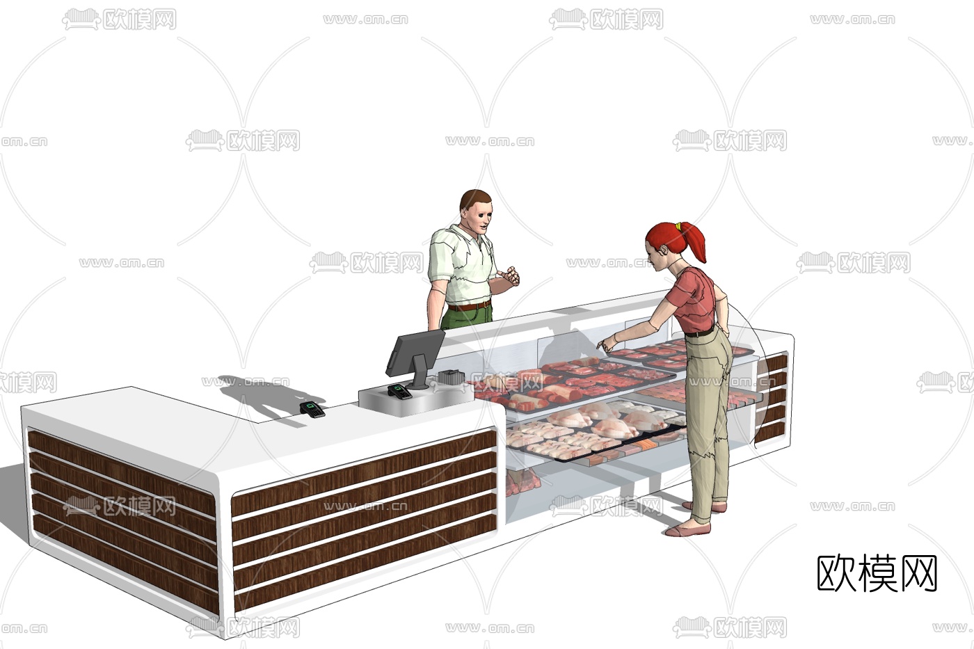 现代超市保鲜柜免费su模型下载