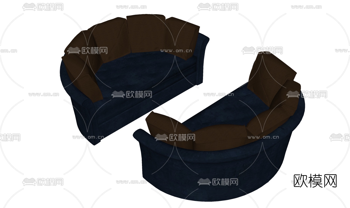 现代布艺多人沙发su模型下载