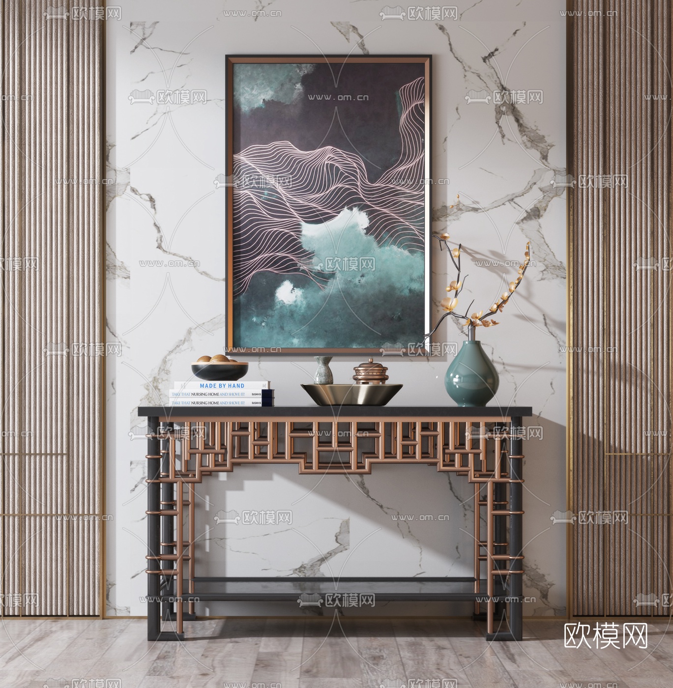 新中式轻奢端景条案3d模型