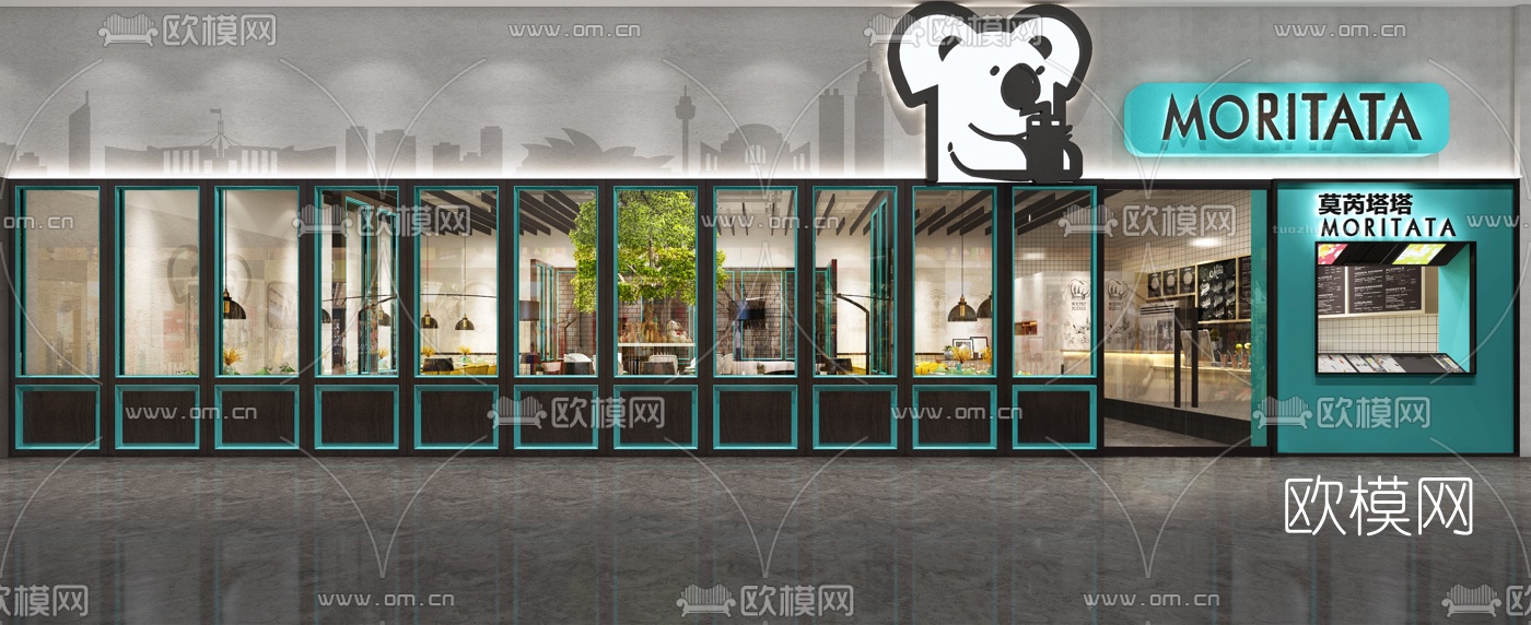 工业风主题餐厅3d模型下载（渲染图3）