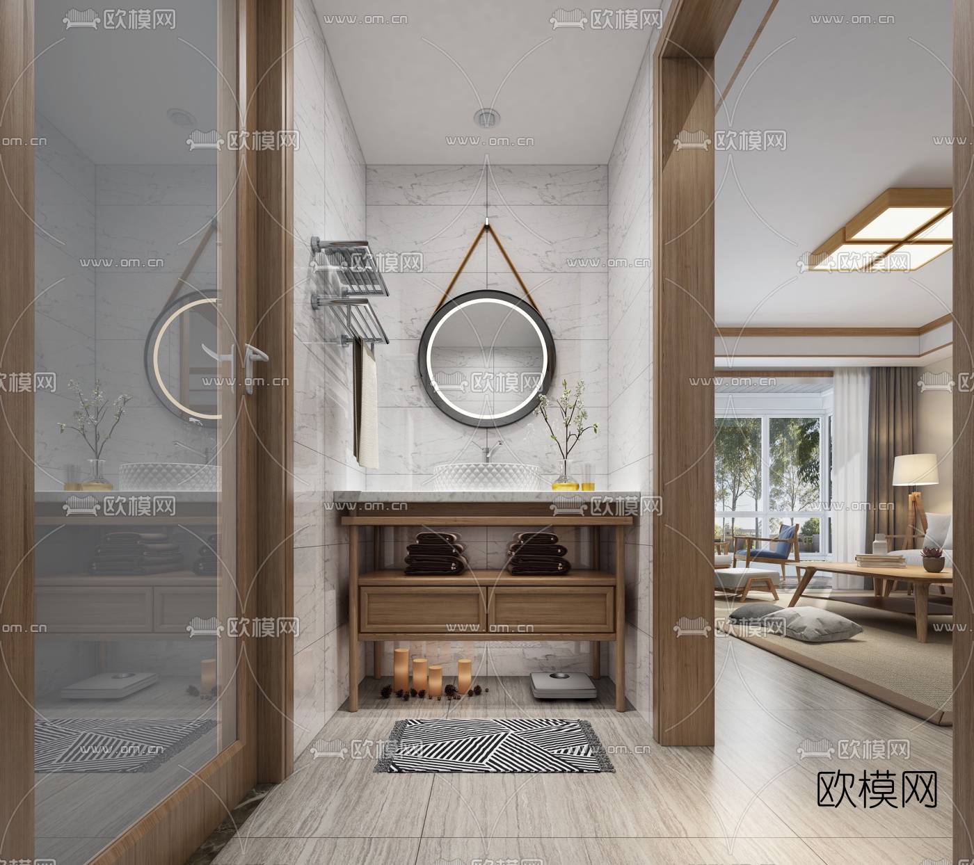 北欧客厅餐厅阳台3d模型下载（渲染图4）