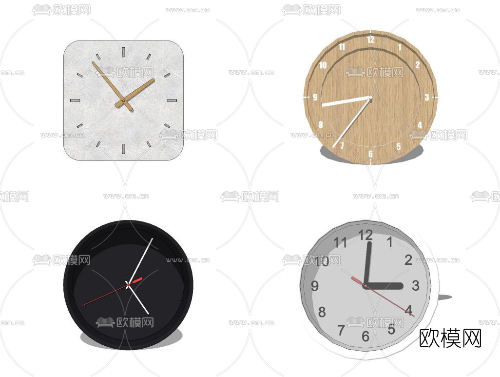 北欧圆形挂钟时钟su模型下载