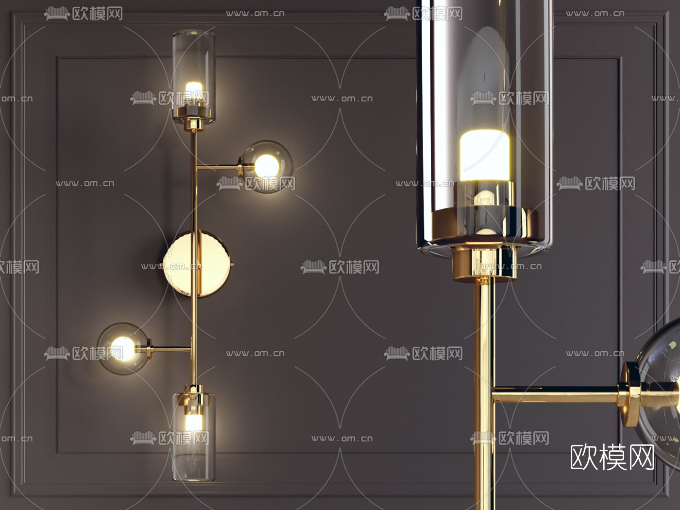 现代金属多头壁灯3d模型下载