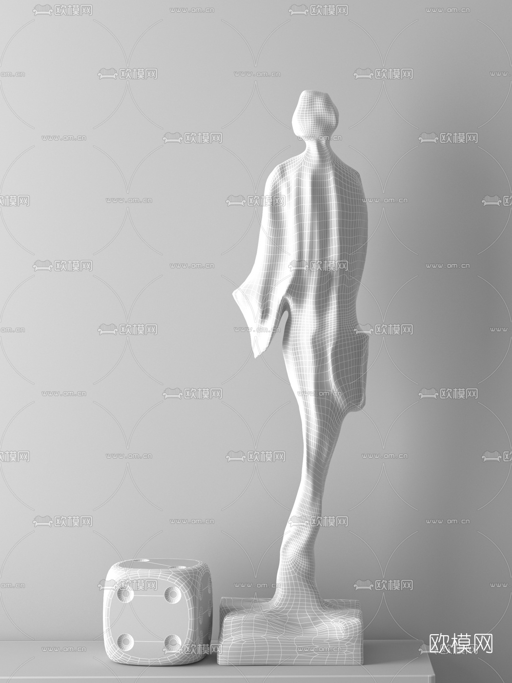 品辰设计 现代黑色人型雕塑摆件3d模型下载（渲染图2）