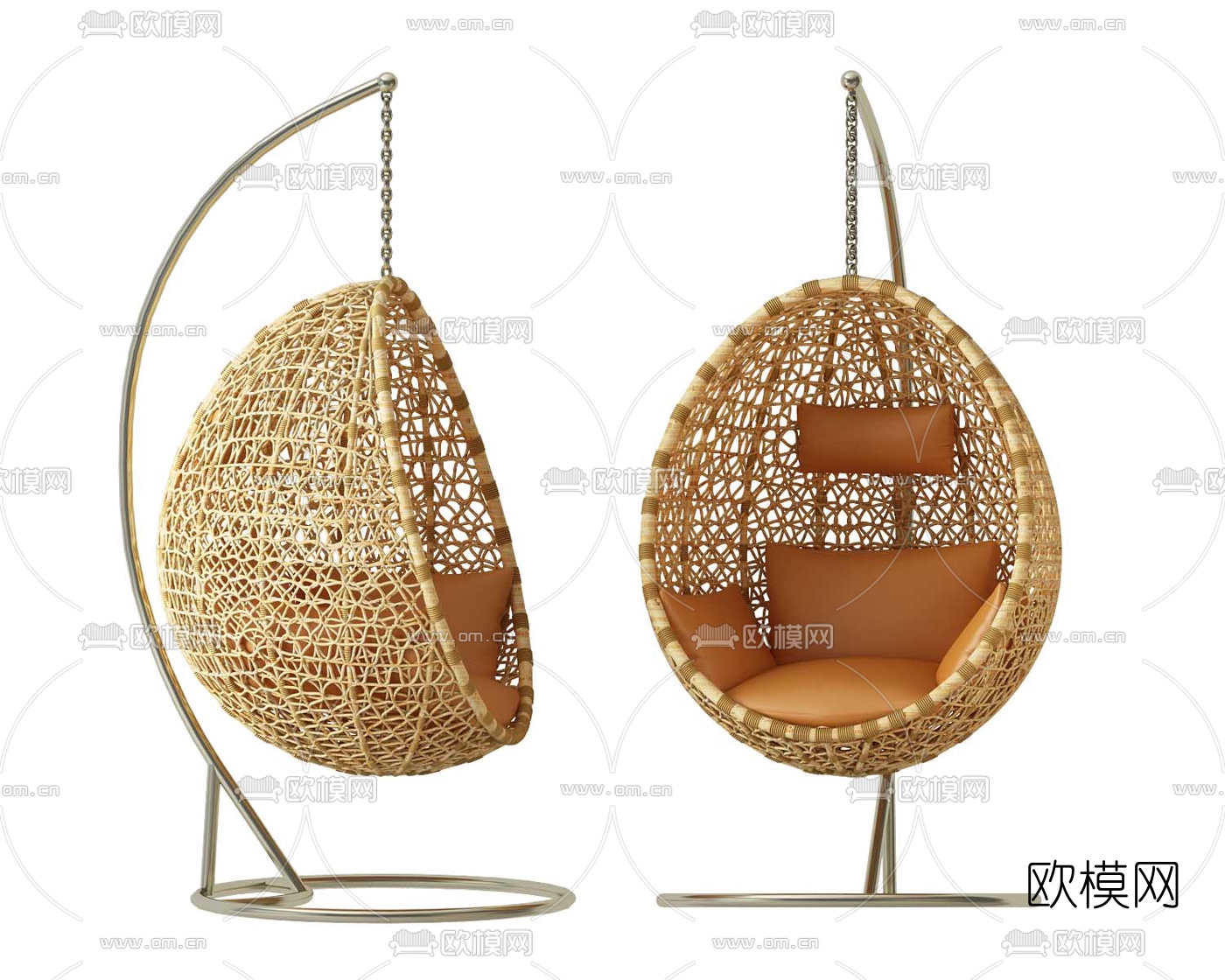 现代藤编休闲吊椅3d模型下载