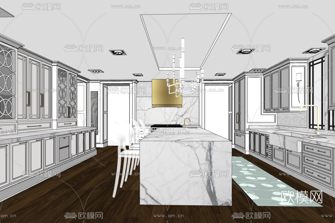 简欧厨房su模型下载