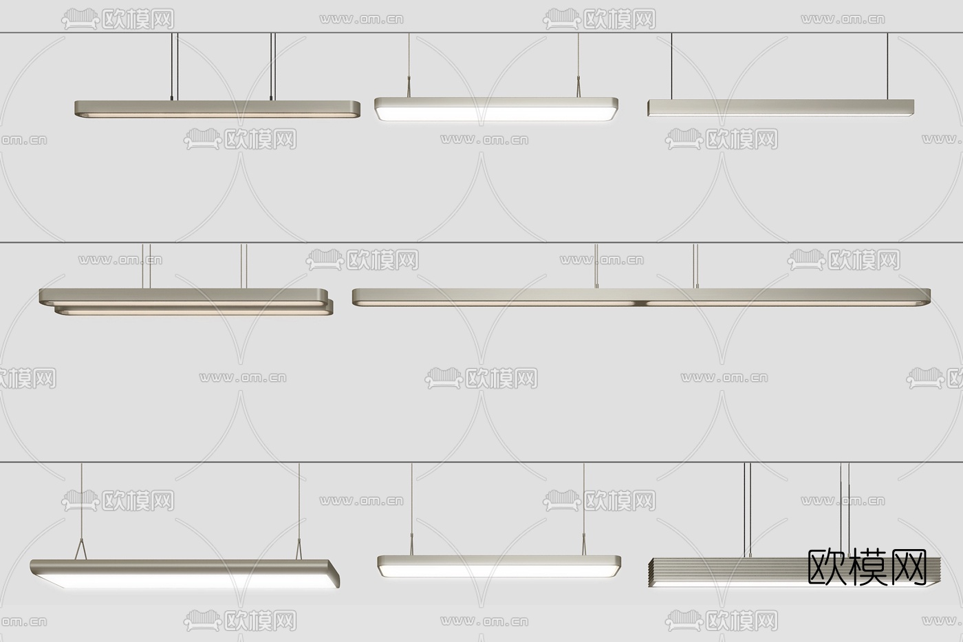 现代简约条形吊灯办公吊灯3d模型下载_ID10007845_3dmax免费模型-欧模网