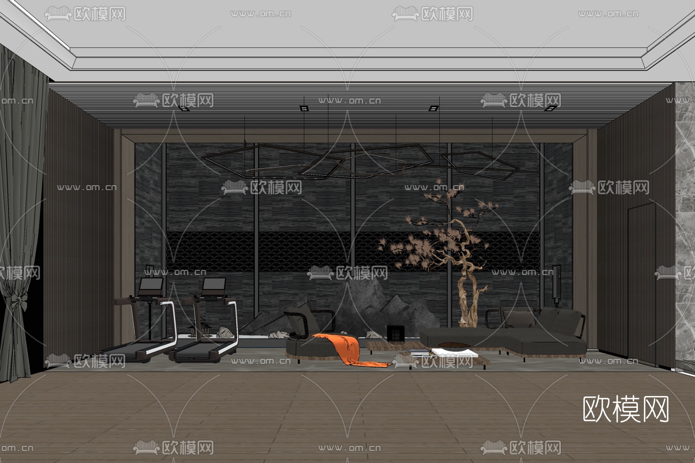 现代简约客厅免费su模型下载