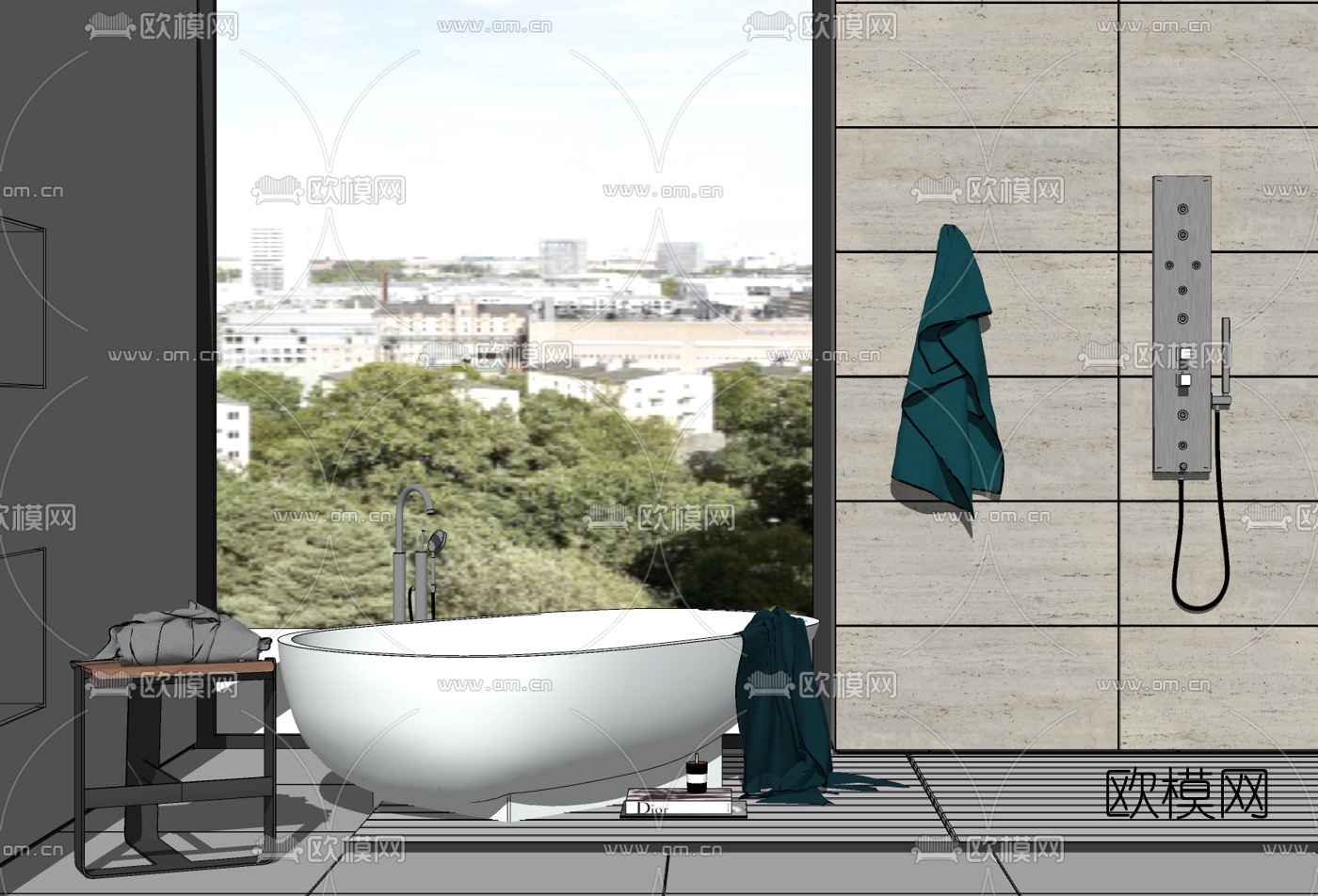 现代陶瓷浴缸su模型下载